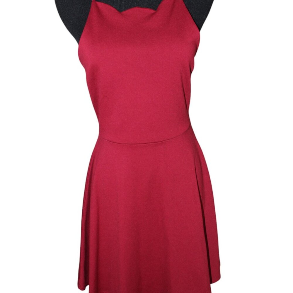 Monteau Swing Wine Scalloped Neck Spaghetti Strap Knit Small S EUC - Picture 2 of 13